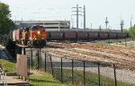 BNSF grain train arriving at the PBR interchange yard